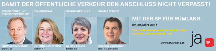 Gemeindewahlen 2014 - Inserat SP: Damit das Dorf attraktiv und lebendig für ALLE bleibt!